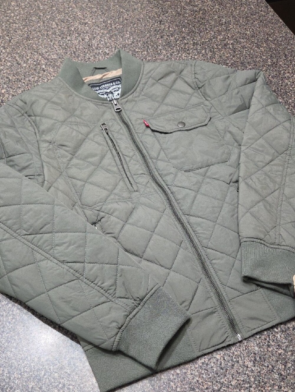 Levi's Quilted Bomber Jacket in Olive - Picture 3 of 6